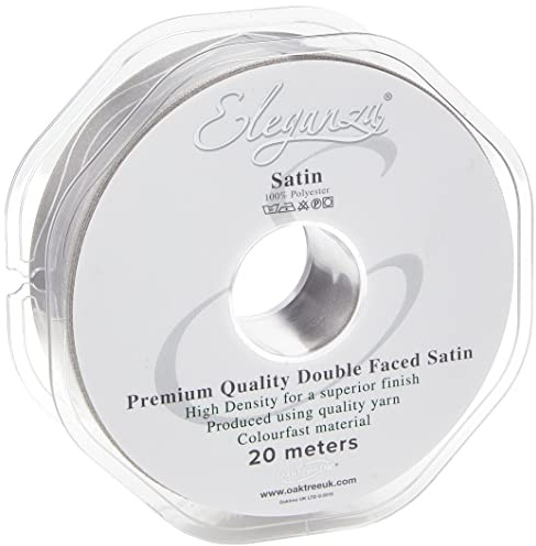ELEGANZA Double Faced Satin 25mm x 20m Silver No.24, 25 mm x 20 m