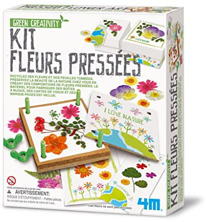 4M Presse fleurs enfant – Kit herbier et fleurs pressées avec cartes, boîtes et signets – Activité nature dès 5 ans