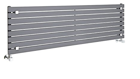MILANO Anthracite Horizontal Single Flat Panel Radiator 472 x 1600mm | Steel Construction. Generous Heat Output. Contemporary Style. Single Panel Design. Central Heating Operation.