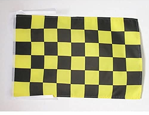AZ FLAG - Drapeau Damier Noir et jaune or Avalanches - 45x30 cm - Pavillon À Damiers 100% Polyester Avec Deux Cordelettes - 20g