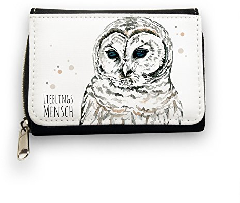 ilka parey wandtattoo welt Portemonnaie Geldbörse Brieftasche Eule Eulchen Schneeeule mit Punkten Lieblingsmensch gk058