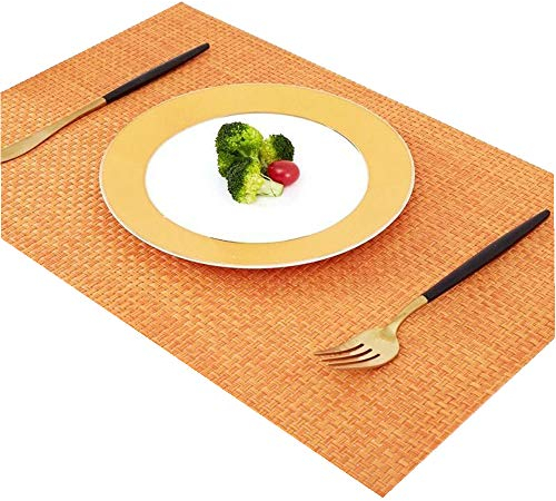 Addfun®Tischsets, Prämie Waschbar Hoch Qualität rutschfest Isolierung PVC Tischsets für Esstisch(Orange, 4er Set)