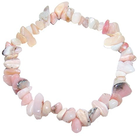 Anden Opal rosa Splitter Armband echtes Edelsteinarmband 20 cm Länge auf elastischem Band aufgezogen.(4914)