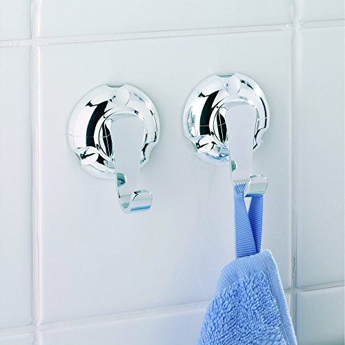 WENKO 16875100 Super-Loc Wandhaken-Set - 2er Set, Befestigen ohne bohren, Kunststoff, 5.2 x 6.5 x 4.3 cm, Chrom