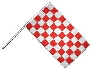 Drapeau Damier Rouge-Blanc sur hampe - 60 x 90 cm