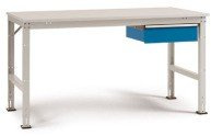 Manuflex AU5501.7035 Universal-Arbeitstisch mit Schubladen inklusive 1500 x 800 x 760 mm Melamin hellgrau RAL7035 g