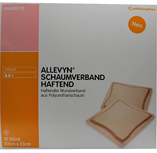 ALLEVYN Schaumverband 22x23 cm haftend 12 St
