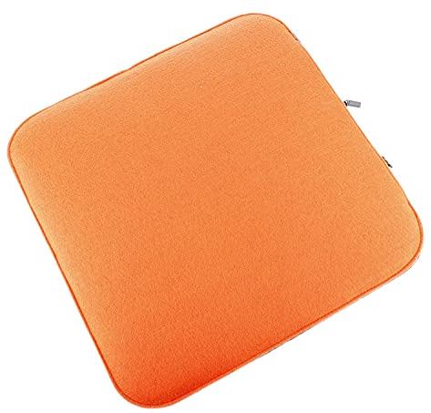 Filz Sitzkissen 6er Set in orange/dunkelgrau zum Wenden, waschbare Stuhlauflage mit Füllung inkl. Reissverschluss. Sitzauflage für Bank und Stuhl, Sitzpolster/Filzauflage weich gepolstert