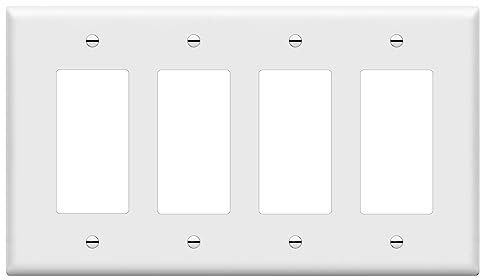 Enerlites 8834M-W - Placa de pared para dispositivo decorativo GFCI de 4 bandas, tamaño mediano, policarbonato irrompible, color blanco