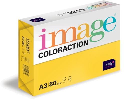 Image Coloraction Sevilla - farbiges Kopierpapier - DIN A3, 297 x 420 mm, 80 g/m² - buntes, holzfreies Druckerpapier für Kopierer - 500 Blatt - Sonnengelb