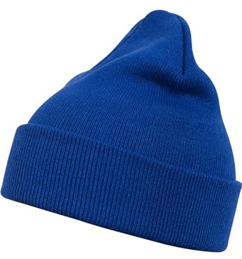 MSTRDS Unisex Strickmütze Basic Flap Beanie - einfarbige, neutrale Wintermütze für Damen und Herren ohne Druck und Stick, ohne Logo - Farbe royal, Größe one size