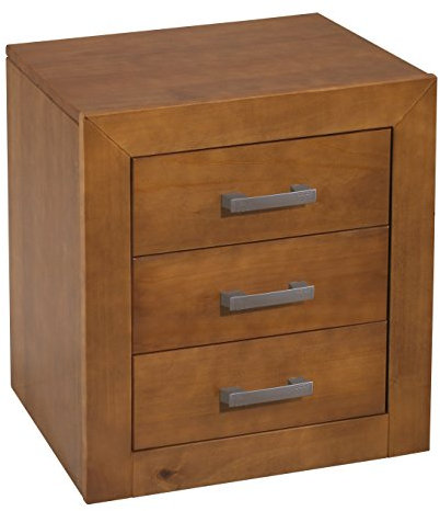 Dogar Moblit Mesita de Tres Cajones Realizado en Madera de Pino Maciza Color Cerezo Serie Kalpe Medidas (55x50x35) cm (AltoxAnchoxFondo) Robusta y Resistente