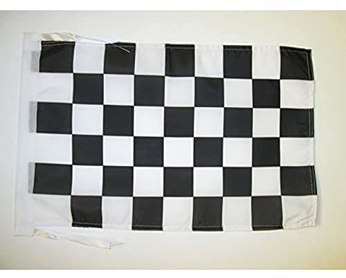 AZ FLAG - Drapeau Damier noir et blanc - 45x30 cm - Pavillon À Damiers - Course Automobile - Formule 1 100% Polyester Avec Deux Cordelettes - 20g