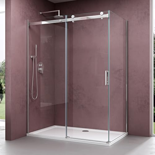 doporro Duschkabine 100x115x195cm Duschabtrennung mit Schiebetür ESG-Sicherheitsglas Klarglas inkl. beidseitiger Easy-Clean-Beschichtung Ravenna17