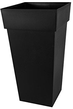 EDA Plastiques Pot TOSCANE XXL carré gris anthracite - 43,3 x 43,3 x 80 cm - 98 L