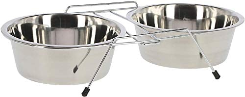 Kerbl Chien Gamelles Inox et Support 2x900 ml, Argent