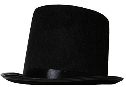Satin Top Hat Accessory - Pack of 1 - Black Hat with Matching Ribbon Band - Adults Kids Boys Girls Dance Show Stage Performances Vintage Events Circus Cabaret Fancy Dress Costume Accessory