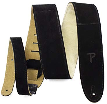 Perri's Leathers Ltd. - Gitarrengurt - Einstellbare Länge - Schafslederpolsterung - Schwarz - Made in Canada (DL325S-202).