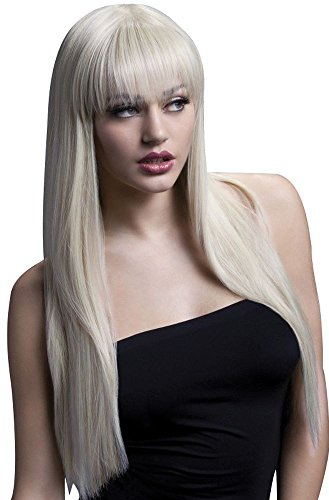 Smiffys Fever Kollektion, Jessica Perücke, Blond, Lang, Glatt mit Pony, 66cm / 26in