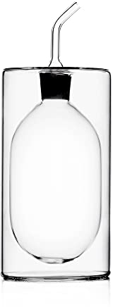 Ichendorf Milano Oliera a Due Pareti Trasparente | Collezione Cilindro Doppia Parete | 25 cl | Vetro Borosilicato | Fatto a Mano