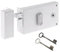 Yale Serrure en applique horizontale à fouillot Gauche - YAH37G - Blanc, 2 Clés fournies, Axe à 55 mm, Carré de 6 mm, Version Gauche - pour Grille et Portail