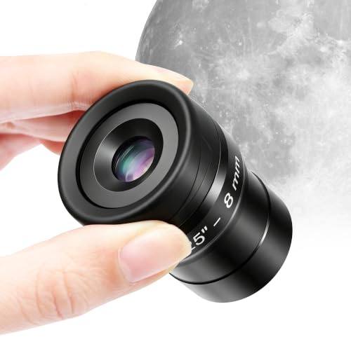 Astromania Teleskop Okular Flachfeldokular, 8 mm, vollständig mehrfach beschichtet, 3,2 cm, Metall, 65 Grad, Ultra-Weitwinkel-Teleskop-Zubehör für Astronomie-Teleskop, flaches Bildfeld und