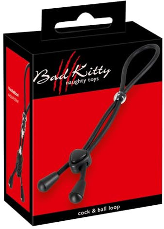 Bad Kitty Cock & Ball Loop - stimulierende Penis- und Hoden-Schlaufe für Männer, zum Verstellen, Ejakulations-Verzögerung, Blutstau-Effekt
