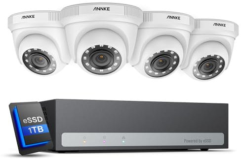 ANNKE 8CH 3K Lite H.265+ Home Security Camera System with AI Human/Vehicle Detection, 4 x 1920TVL 2MP CCTV IP67 Dome Cams with Smart Dual Light, Color Night Vision,1TB Hard Drive