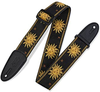 Levy's Polyester/Vinyl Guitar Strap - Jacquard Sun - Black