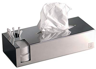 Tissuebox, Kombibox, Padhalter, Wattestäbchenhalter, Edelstahl, hochglanzpoliert, Kosmetiktücherbox