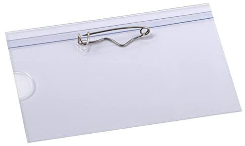 EUROPEL Porta badge con spilla da balia e fogli vuoti (confezione da 24), porta badge orizzontale per scuola, università, uffici ed eventi aziendali, 90 x 60 mm, 121264
