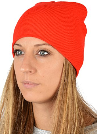 Damenmütze : Damen Strickmütze doppellagig ohne Umschlag Farbe: rot