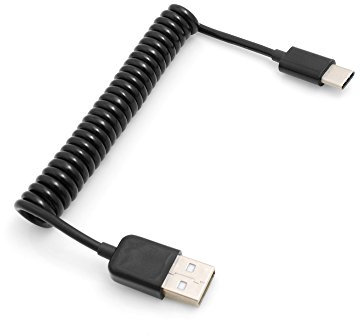 System-S Câble spirale USB type C 3.1 vers USB 2.0 Noir 30 cm - 50 cm 51801495