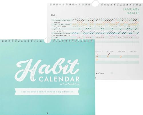 Habit Tracker Kalender & To-Do-Listen-Planer, Spiralbindung, Gewohnheiten-Tracker mit beschreibbaren Zielen, 12 Monate undatiert, 20,3 x 25,4 cm