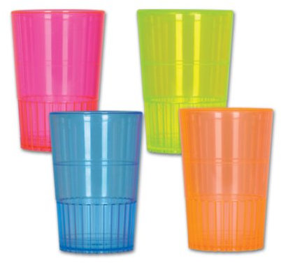Beistle 50057 Neon Schnapsgläser, Kunststoff, blau, grün, orange, pink