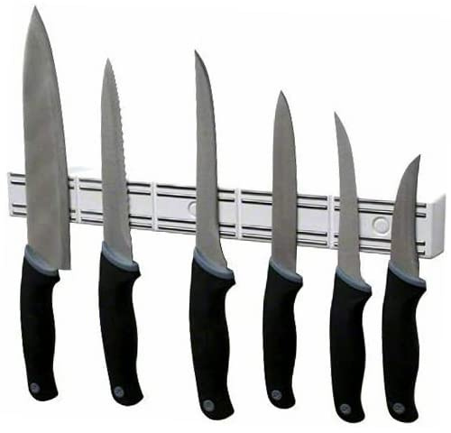 Multipurpose White Magnetic Knife Rack, Knife Holder, Knife Bar Block Magnet, Kitchen Utensil Holder, Storage Strip, Tool Holder - 360mm x 40mm x 25mm Thick