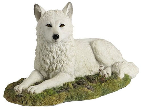 US Dekofigur Wolf auf Weide, 21,6 cm, Weiß