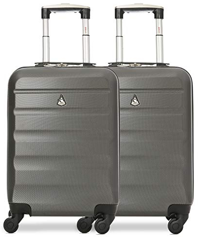 Aerolite 2 Teilig Leichtgewicht ABS Hartschale 4 Rollen Handgepäck Trolley Koffer Bordgepäck Kabinentrolley Reisekoffer Gepäck, Genehmigt für Ryanair