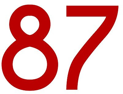 1peak Zahl 87 in rot, 30 cm großer Sticker aus Selbstklebender Klebefolie zum aufkleben, wetterfeste Klebezahl