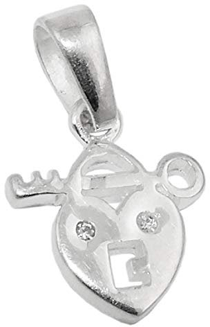 Unisex Kettenanhänger Anhänger Herz mit Schlüssel aus 925 Silber Abmessung 13 x 11 mm inkl. kleiner Schmuckbox