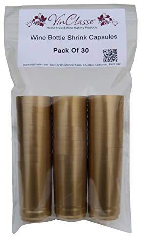 VinClasse Wine Bottle Shrink Capsules/Caps - Pack of 30 - Gold
