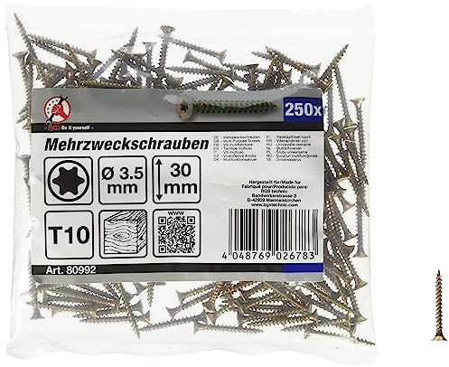 BGS Diy 80992 - Vis multifonctions - profil en T (pour Torx) T10-3,5 x 30 mm - 250 pièces