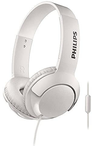 Philips SHL3075WT/00 Cuffie Auricolari On Ear (Bassi Voluminosi, Isolamento Dei rumori, Elevato Comfort nel Portarle, Funzione Viva Voce, Richiudibili piatti), Bianco