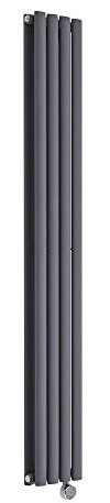 Milano Aruba 1000W Anthracite Vertical Double Oval Panel Electric Radiator - 1600mm x 236mm