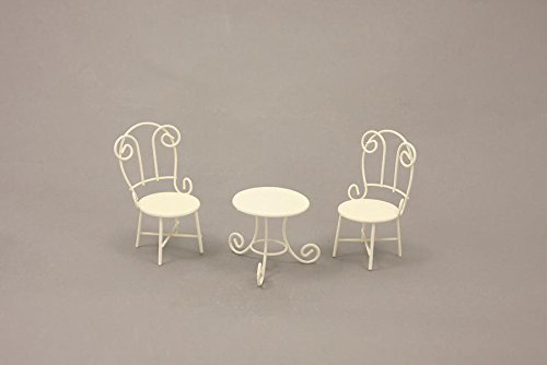 Unbekannt Miniatur Garten, Sitzgruppe Gartentisch mit Stühle weiß Höhe ca. 10cm