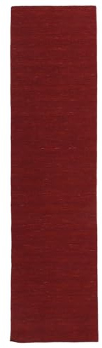 RugVista Handloom Flat Teppich, 80 x 300 cm, Dunkel Rot | Kelim, Rechteckig, Mittlerer Stapel, Nur chemische Reinigung, Wohnzimmer, Esszimmer, Schlafzimmer, Diele