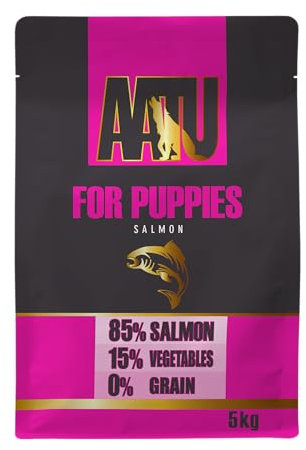 AATU Trockenfutter für Welpen, 85/15 Hundetrockenfutter mit Lachs, Hundefutter Getreidefrei mit Hohem Proteingehalt, Natürliche Tiernahrung für Welpen Aller Rassen, Welpenfutter Trockenfutter5 kg