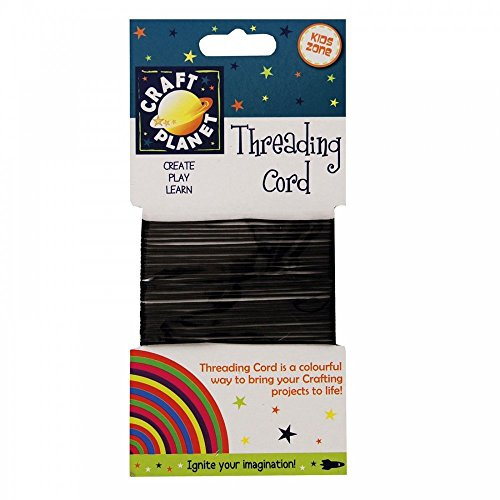 Craft Planet 5m Threading Cord 1mm Diameter Thin, Black Coloured, For Bracelet Making, Paracord String, Jewellery Making, Craft Accessories, Bracelet Making Supplies, Trainer Laces, Bead Threader