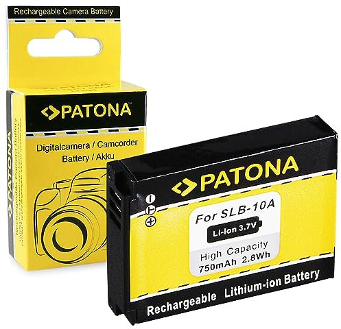 PATONA SLB-10A Batteria 750mAh compatibile con Samsung Digimax L100 L110 L200 L210 L310W M100 NV9 S1050 SL202 SL310 SL620 TL9 ES50 ES55 ES60 EX2F IT100 PL50 PL51 WB150F WB200F SLB 10A SLB10A