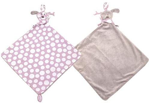 SCHMUSETUCH HUND SCHNUFFELTUCH BABY TRÖSTERCHEN KUSCHELWEICH BRAUN / PINK 30x30 cm
